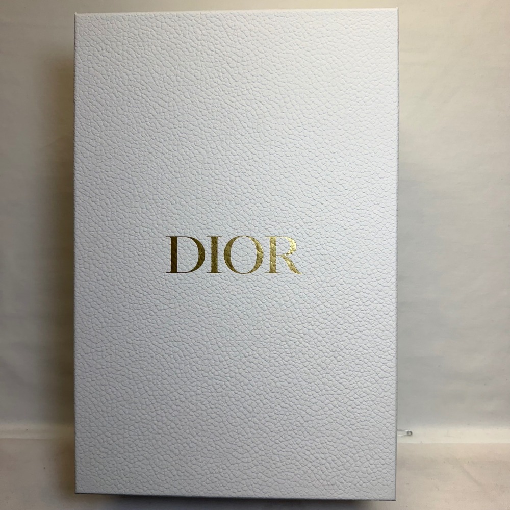 Dior Shoe Box Gold Logo White Textured 12.5x8.5x4.75 Ribbon Tissue Care Card